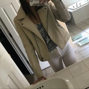 Nude leather jacket. Comes with fur piece